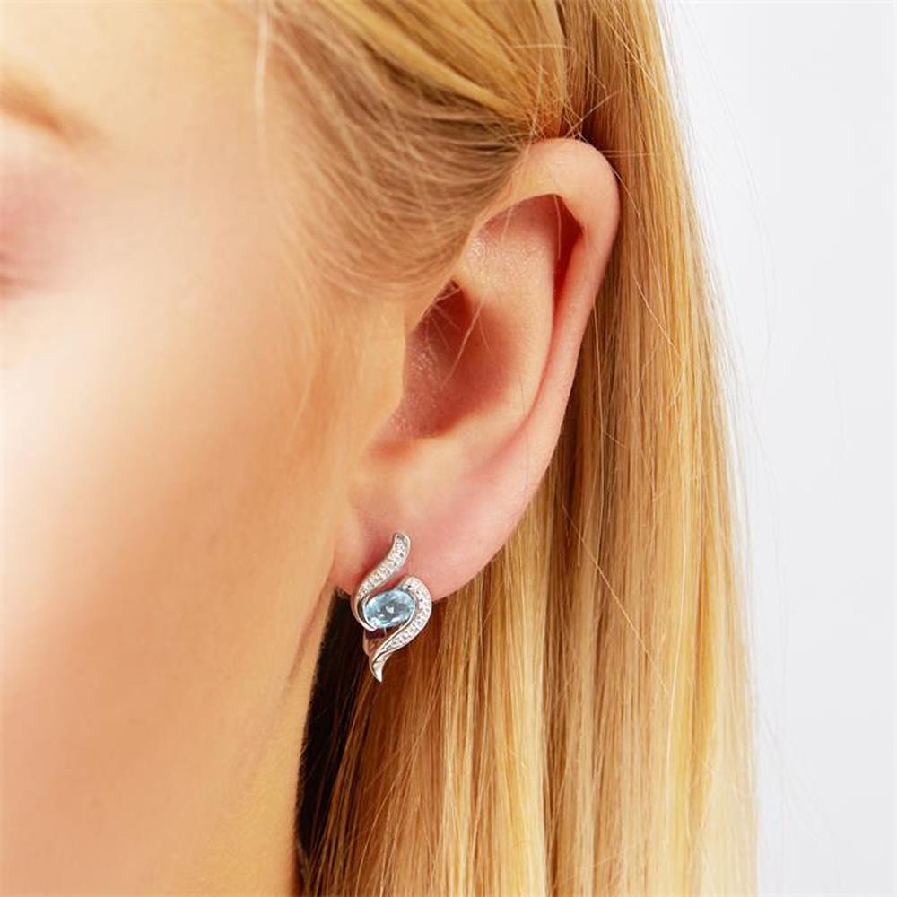 Unique Ohrstecker Klappverschluss echtes 925 Silber Blautopas silber