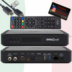 TiVuSat Smartcard Schwarz + DIGIQuest Q99 4K UHD H.265 S2+T2 Combo Receiver - tivùsat zertifiziert (bereits aktiviert), HEVC HDR, Rai Mediaset LA7, PVR ready, LAN, inkl. HDMI Kabel