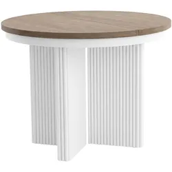 ESSTISCH Prestige runder Design-Tisch, ausziehbar Ø 100–180 cm, Walnuss+Weiß