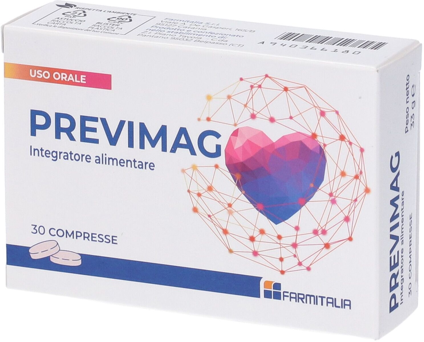 FARMITALIA Srl - SOC. UNIPERS. Previmag, 30 Compresse