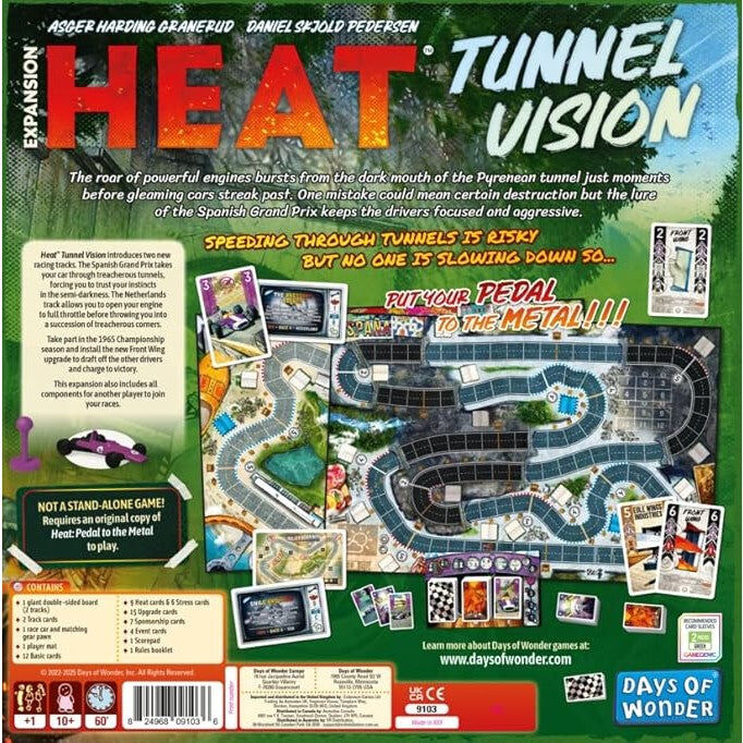 Days of Wonder Heat: Tunnel Vision - Board Game Expansion for Heat: Pedal to the Metal, 2 New Tracks, Front Wing Upgrade, and Event Cards for 7-8 Players