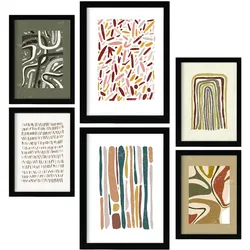 POSTER Set Mit 6 Drucken Von Muster 2 In Der Sammlung Von Ethnischenabzügen A3 & A4 Rahmenlos