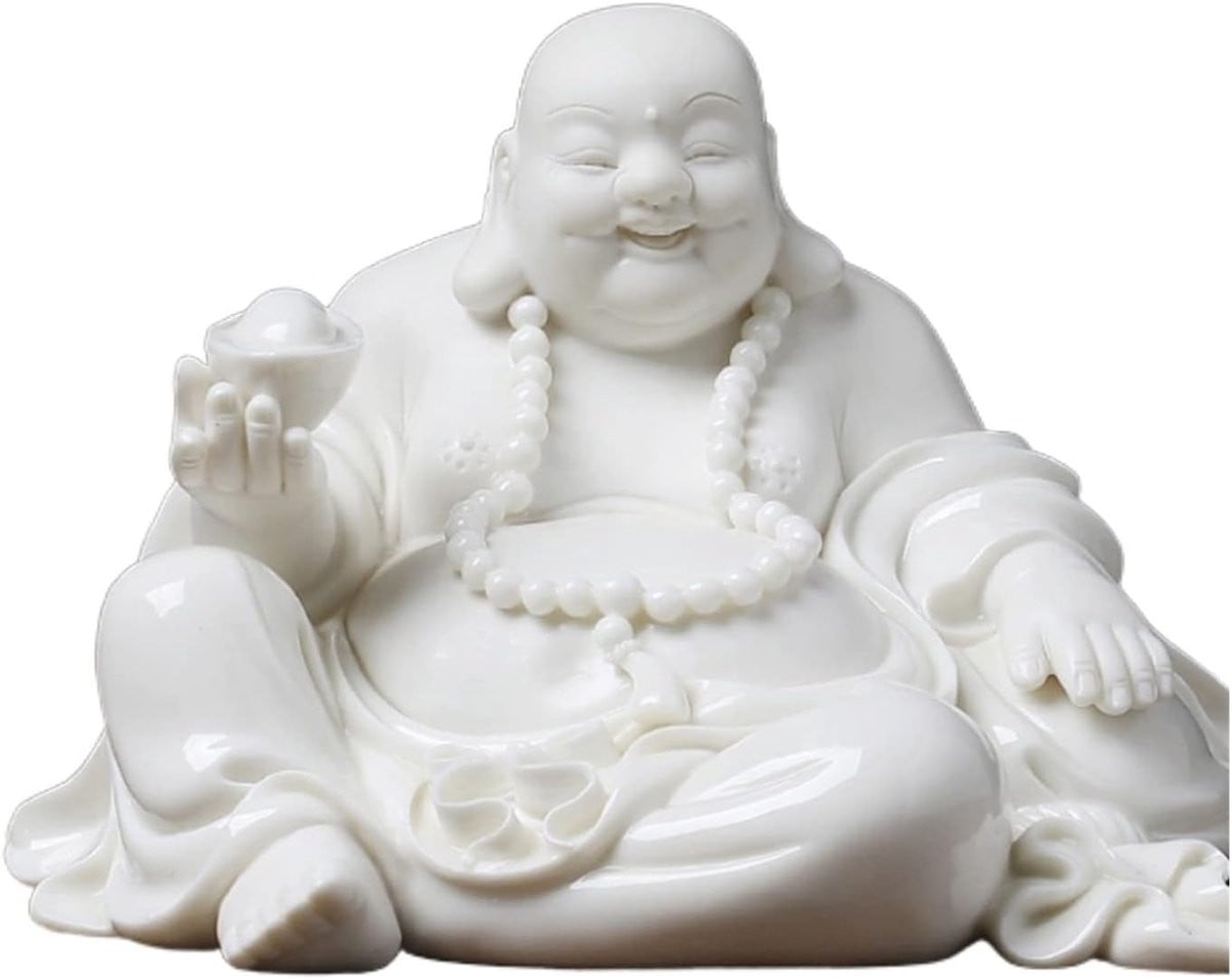 Wit Keramisch Maitreya Lachende Boeddha Beeldje voor Tafeldecoratie