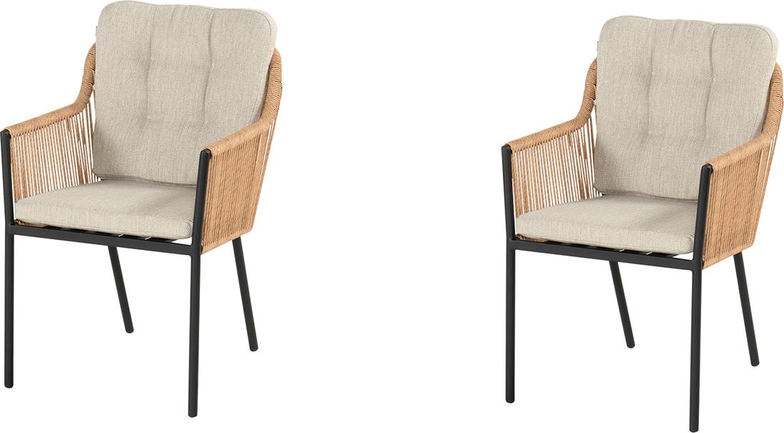 Hartman Cairo Twisted Wicker Dining Stuhl mit schwarzem Gestell inkl. Sitz- und Rückenkissen