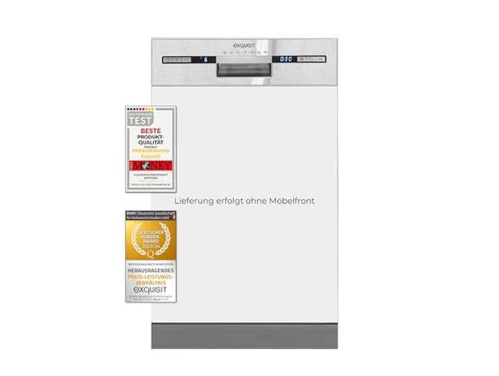 Exquisit Geschirrspüler EGSP2109-EB-030E Inox - Spülmaschine 45 cm - LED