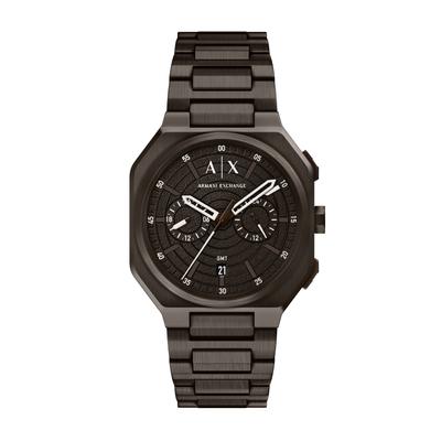 Quarzuhr ARMANI EXCHANGE, braun (braun, schwarz, braun), Armbanduhren, Herren, Quarzuhr, Armbanduhr, Edelstahlarmband, analog, Tag, Dualzeit