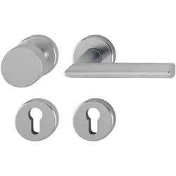 Hoppe, Türgriff + Türgarnitur, Wechselgarnitur STOCKHOLM auf Rosette, Aluminium Edelstahl-Effekt (Türgarnitur, Türgriff)