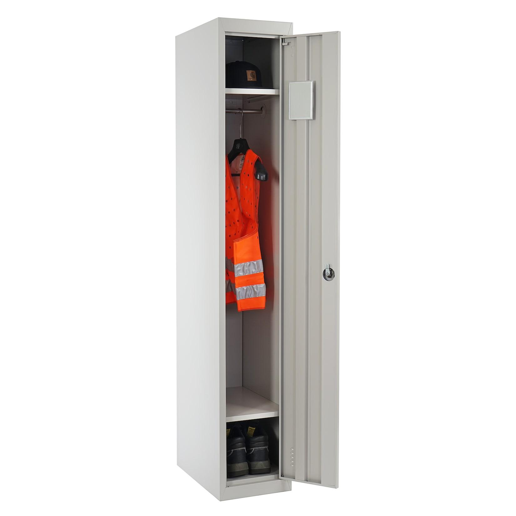 Spind Preston T163, Garderobenschrank Kleiderspind Umkleideschrank, Metall 180x30x50cm nach ASR A4.1 ~ grau