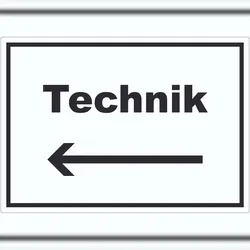HB-Druck Technik Aufkleber mit Text und Richtungspfeil links Hauswirtschaftsraum waagerecht A7 (74x105mm)