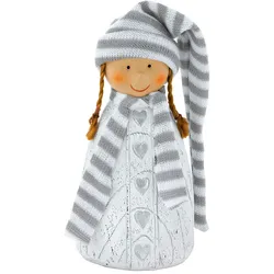 Deko Figur Mädchen Kind Zöpfe Winter Schal Mütze Weihnachten Herzen Eglo 41243