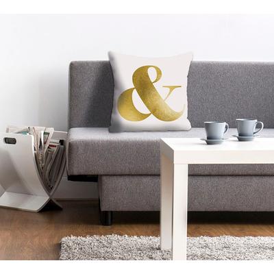 Dekokissen QUEENCE "Erika", gold (goldfarben, bedruckt), B:40cm L:40cm, Polyester, Dekokissen_Sitzkissen_Kissenhüllen, mit Schriftzeichen, Kissenhülle ohne Füllung, 1 Stück