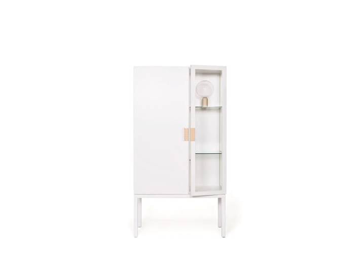 Asplund Frame Semi Vitrinenschrank White, natürliches Leder