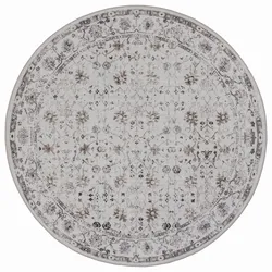 TEPPICH Kurzflor, waschbar, mit floralen Ornamenten, VERNANTE in Creme, Ø 200 cm