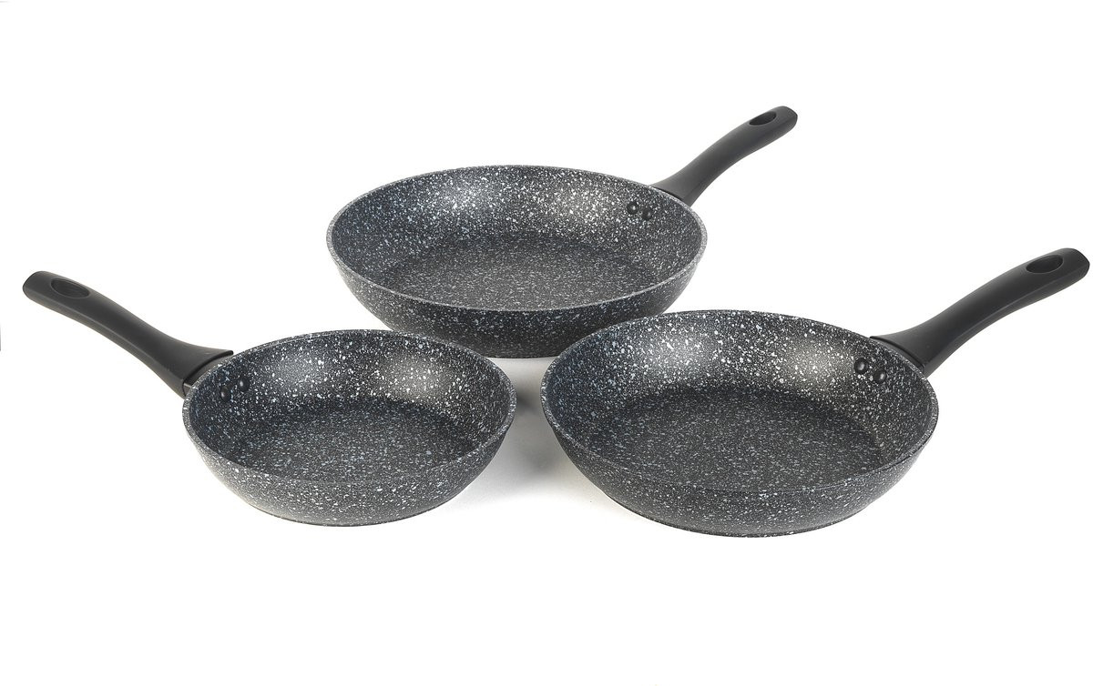 Salter Megastone Collection Non-Stick Koekenpannenset 3-delig, Zilver, 20, 24 en 28 cm