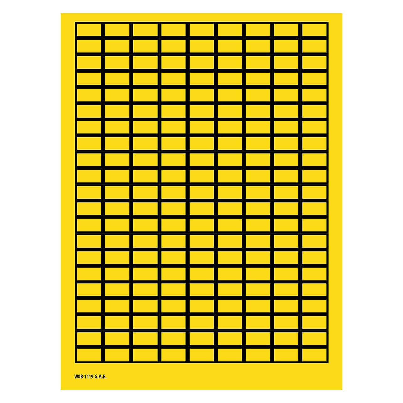 Brady B-500, WOB-1119-G.M.R., BESCHRIFTBARE Etiketten, Vinylgewebe, Gelb mit schwarzem Rand, 11 x (101807)