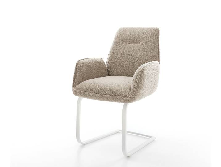 Freischwinger Zoa-Flex Bouclé Schlamm Freischwinger flach Weiß Taschenfederkern, Esszimmerstühle