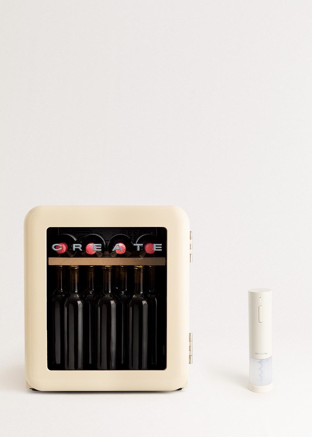 CREATE - WINECOOLER RETRO - Elektrischer Weinkühlschrank im Retro-Stil für 12, 24, 45 oder 72 Flaschen