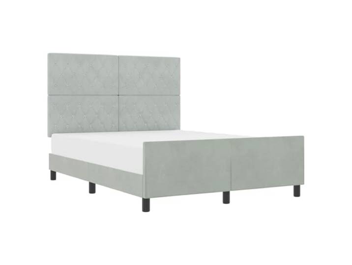 PUGYNBK Boxspringbett, Hellgrau, 160 x 200 cm, Samt Verstellbares Kopfteil, robuster Kiefernholzrahmen, einfache Montage, moderner Stil
