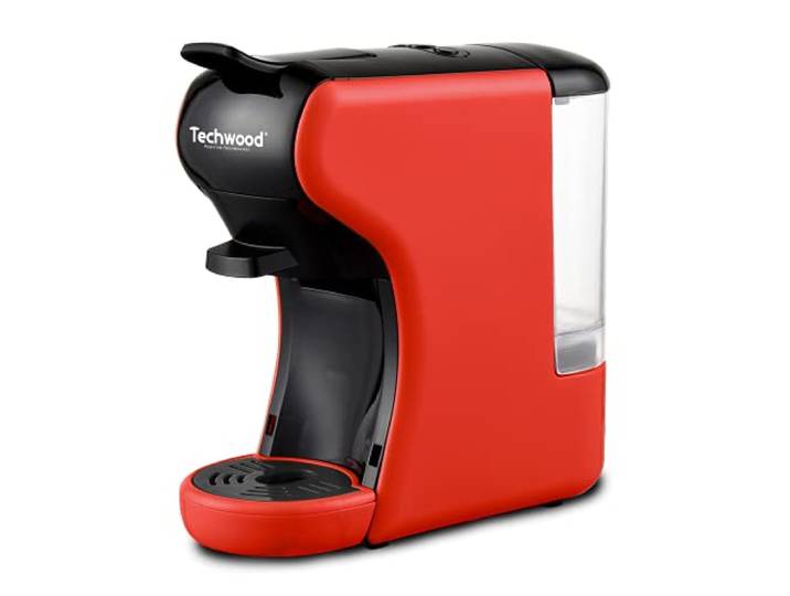 Techwood TCA-195N Espressokocher für Espresso, Rot