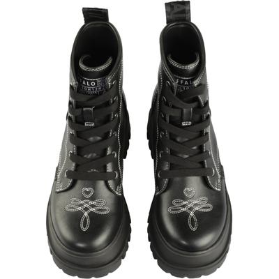 Stiefel BUFFALO "Buffalo ASPHA RLD WEST", Damen, Gr. 40, schwarz-weiß (schwarz, weiß), Polyurethan, unifarben, Schuhe Stiefel