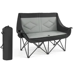 VEVOR Campingstuhl für 2 Personen Faltstuhl 300 kg Belastbar, Anglerstuhl mit 2 Getränkehaltern & Weinglashaltern & Zeitschriftenhalterungen & Tragetaschen, für Outdoor-Aktivitäten Angeln 1 Stk.