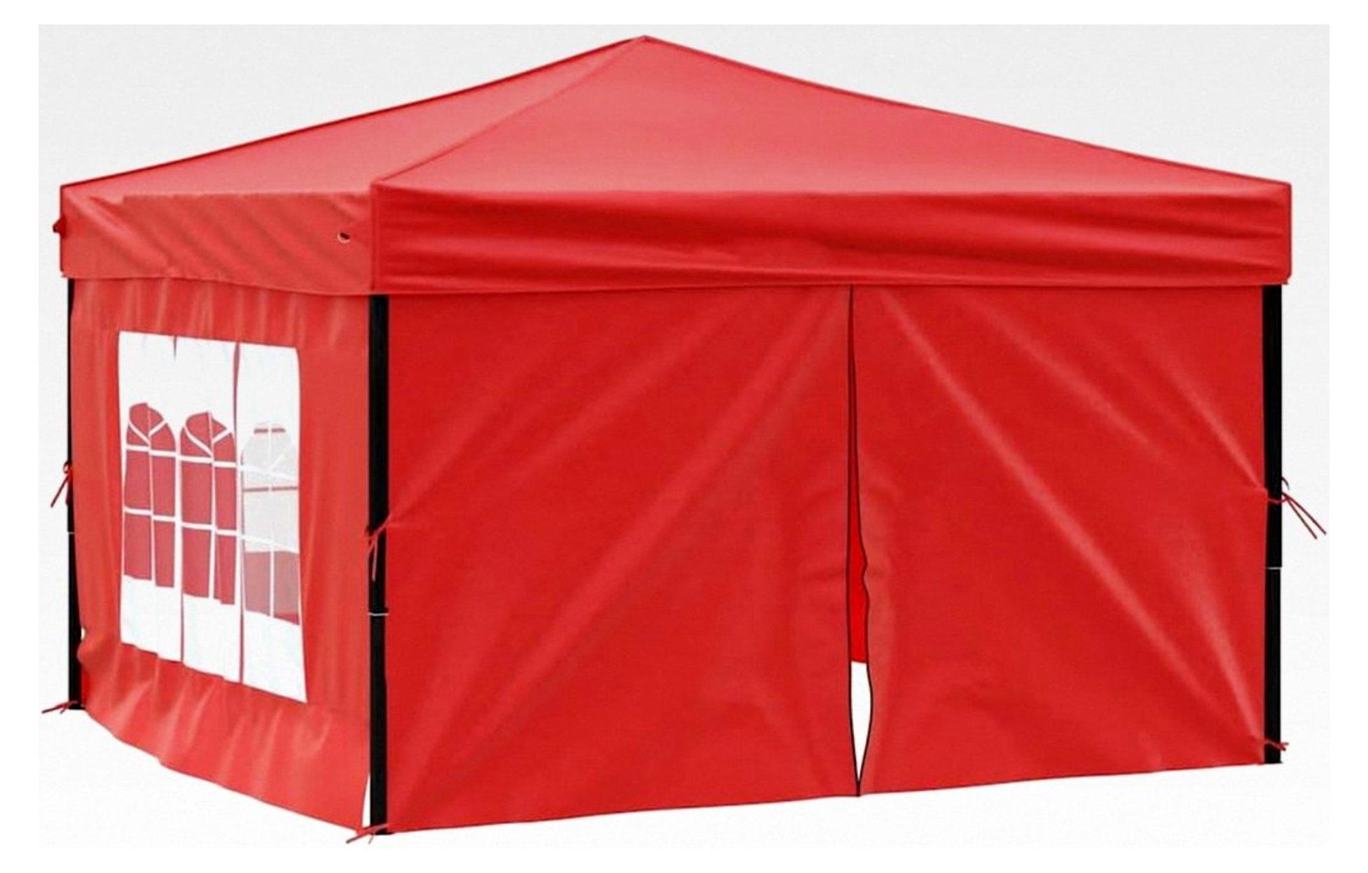 Faltbares Partyzelt mit Seitenwänden 3x3 m Rot