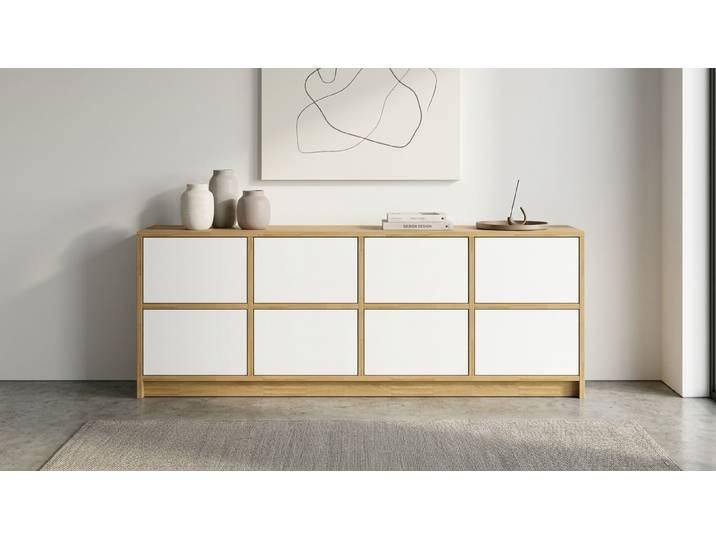 Langes Sideboard - Kommode mit vielen Optionen Eiche Natur geölt