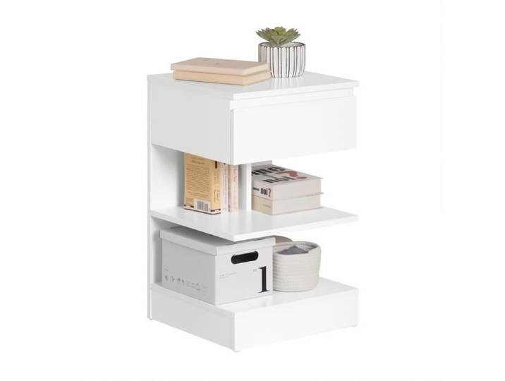 Table de Chevet FBT49-W SoBuy Table de Nuit avec 1 tiroir et 2 étagères - Blanc 39x39x65cm