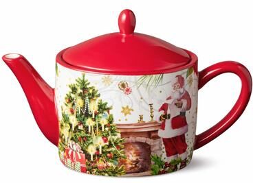 "Certified International Santa's Delivery Ceramic Teapot 32 oz. - 5.25"" W x 9"" D x 6.5"" H"