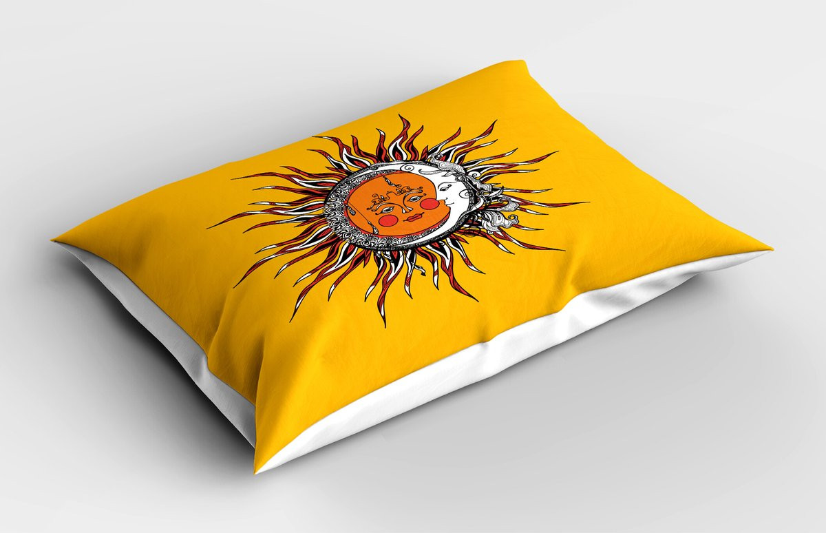 ABAKUHAUS Zon Kussensloop met Abstract Hemels Patroon, Goudgeel, 65 x 50 cm