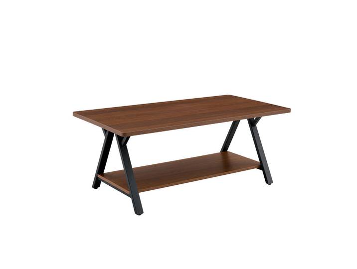 Redom Couchtisch 110/57/44,5 cm mit Ablage im industriellen Design, Walnuss, Walnussfarben, 57x44.5x110 cm, Wohnzimmer, Wohnzimmertische, Couchtische