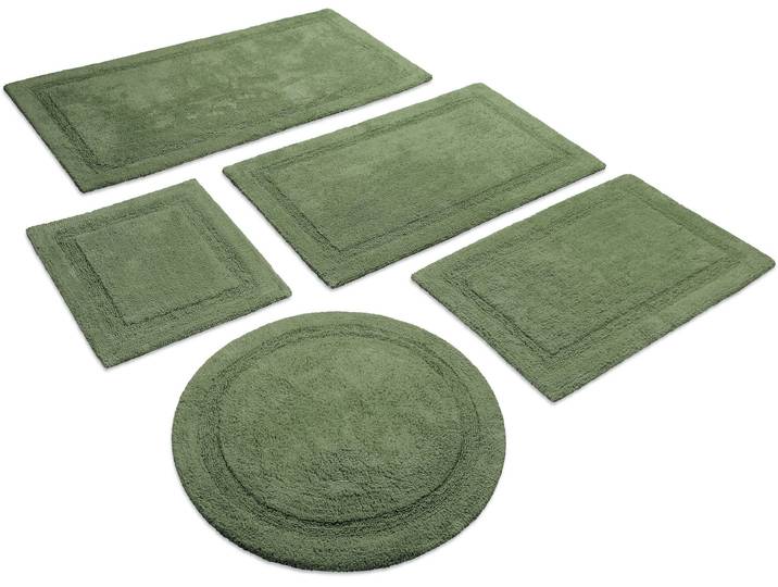Badematte WECON HOME BASICS Knut , grün, H:20mm, Baumwolle, Badematten, Badematte, waschbar, rutschfest, strapazierfähig, pflegeleicht, Bordüre, weich