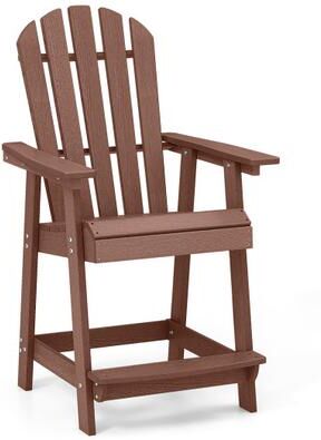 Costway HDPE Patio Chair with Armrest and Footrest for Indoor Outdoor-Coffee