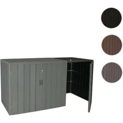 XL 1er-/2er-WPC-Mülltonnenverkleidung Erweiterung HWC-J28, Premium Mülltonnenbox, Metall Holzoptik ~ grau