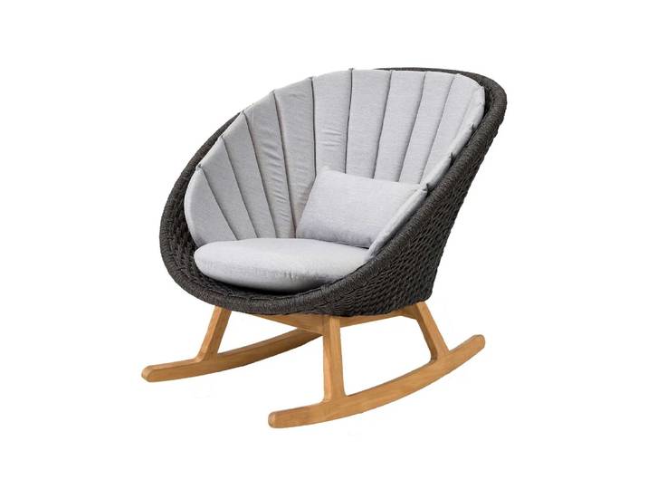 Cane-line Chaise à bascule Peacock Cane-Line Natté light grey, Cane-Line soft rope, teak