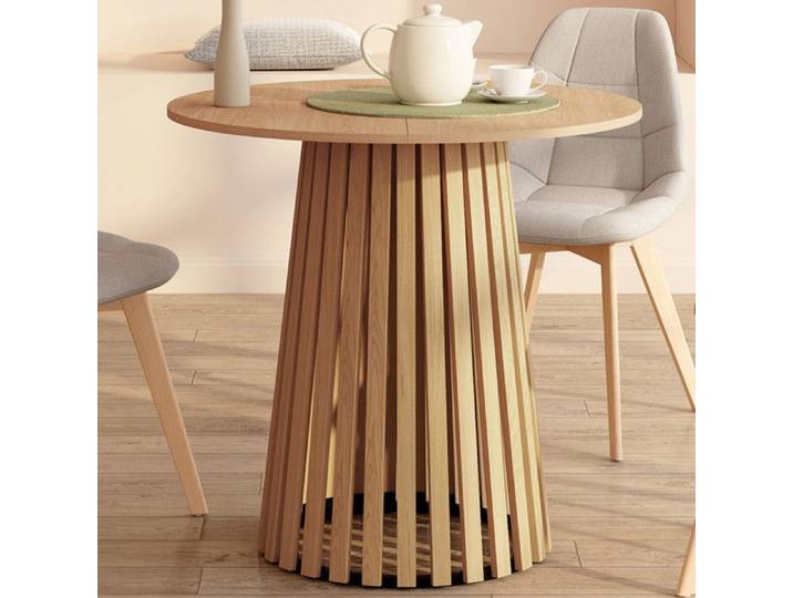 Table à manger ronde fixe - IDMARKET - CARMEN - Bois - 4 personnes - 80 cm