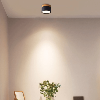 HomeDecorAndMore LLC Nordic Wood LED Dimmable Ceiling Light Black White Light