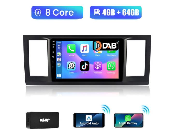 A-Sure 9 4+64GB Für VW T6 Transporter Multivan Android 15 Autoradio Carplay Autoradio (Digitalradio (DAB), FM, AM, RDS)