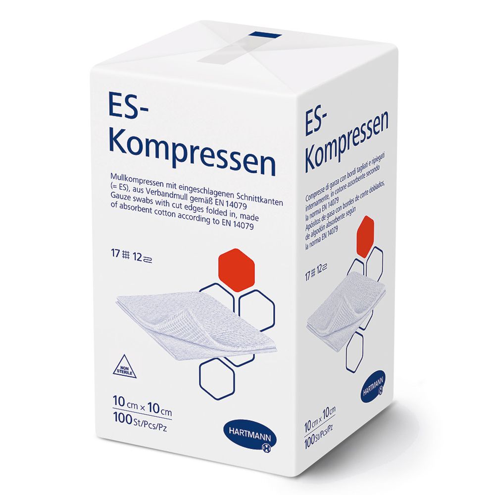 Es-Kompressen unsteril 10x10 cm 12fach 100 St Kompressen