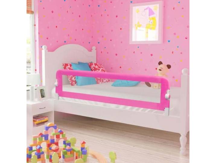 HKPWRBFG Bettschutzgitter 2 Stück Rosa, Faltbares Rausfallschutz-Set Klappbar mit Knopfdruck, Sicherer Halt am Bett, Waschbares Polyester-Gewebe