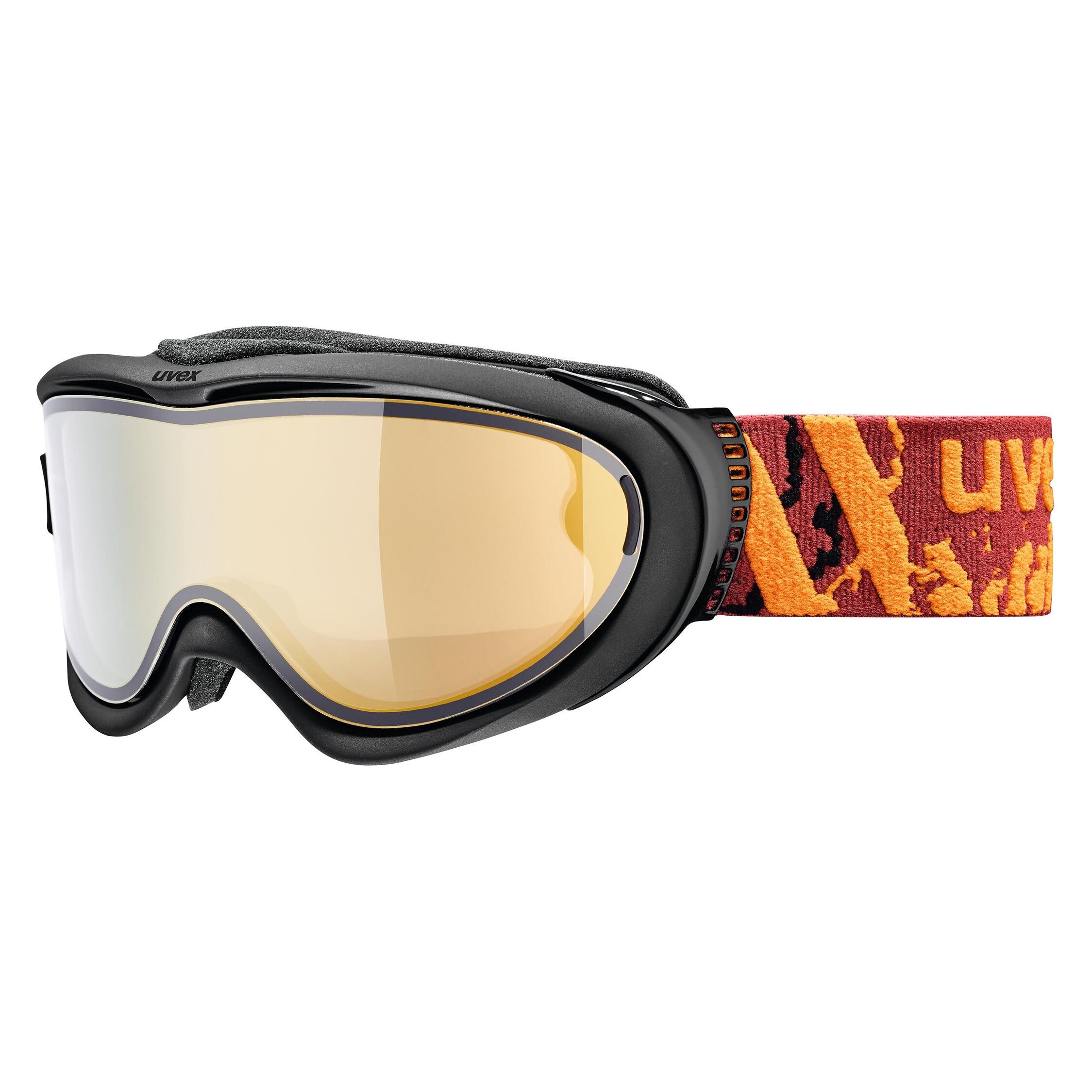 Uvex Comanche Take Off Polavision Brillenträger Skibrille (Farbe: 2030 black mat, mirror orang (31401351)