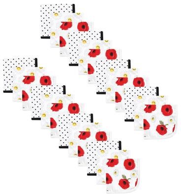 Hudson Baby Infant Girl 24Pc Cotton Muslin Washcloths, Poppy Daisy, One Size - Poppy Daisy - One Size