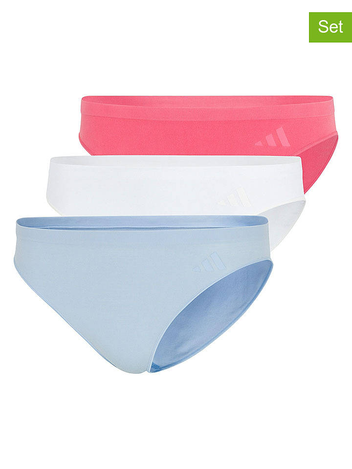adidas 3er-Set: Slips in Weiß/ Hellblau/ Pink - XL