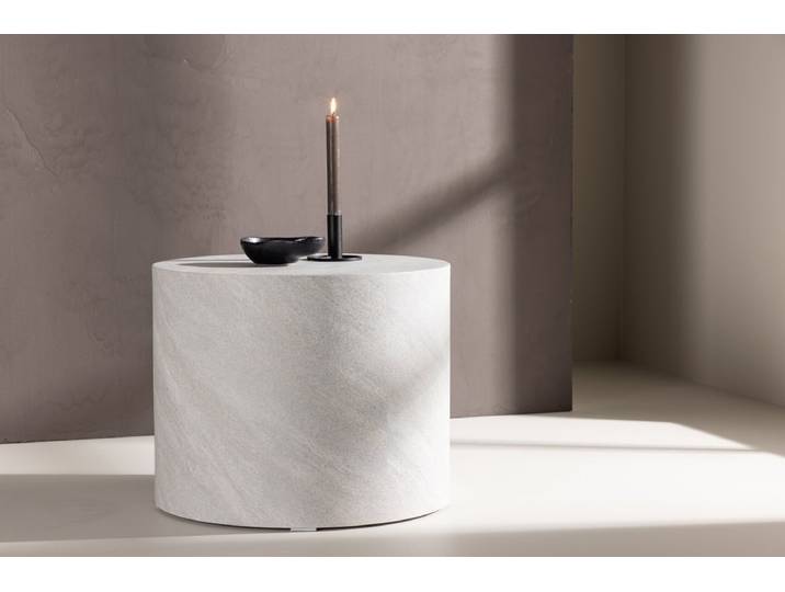 Couchtisch-Beistelltisch Marlo - Zylinderform in grau - Ø 50cm - Luxusbetten24