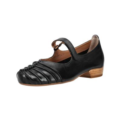 Riemchenballerina EVERYBODY "Everybody Ballerinas Glattleder", Damen, Gr. 39, schwarz, Glattleder, Schuhe Riemchenballerina