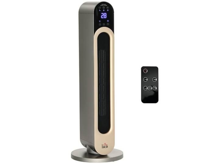 ComfortXL Heizlüfter De-17022 Oszillierend PTC 1100/2200 W Schwarz, Silberfarben, Kunststoff, 25x73.5x25 cm, Elektrogeräte, Heizgeräte, Heizstrahler