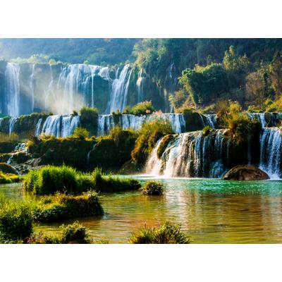 Fototapete PAPERMOON "Kowloon Waterfall", bunt, B:2m L:1,49m, Vlies, Tapeten