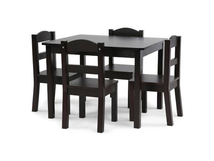 Humble Crew Kinder Holztisch und 4 Stühle Set, Espresso – Kindertisch und Stuhl Set für Kleinkinder und Kinder für Kunst, Handwerk und Snackzeit – stabiler, langlebiger Aktivitätstisch für Kleinkinder