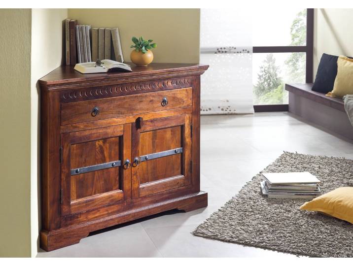 Eckkommode Akazie 107x54x80 nougat lackiert OXFORD #505