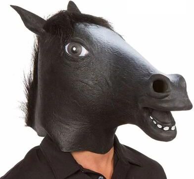 Inspired Living Realistic Horse Head Mask Costume For Halloween, Cosplay & Party Pranks black